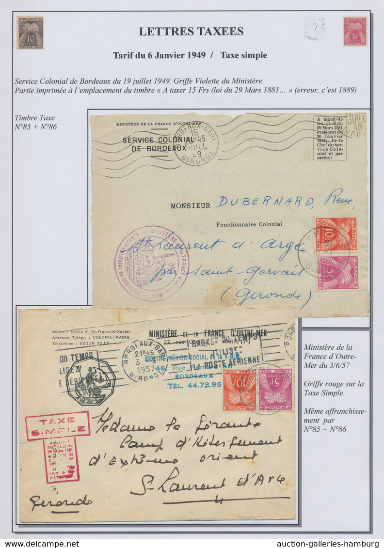 France - Postage Dues: 1943-1958, Exhibition Collection Sorted By Postal Tariffs - 1960-.... Cartas & Documentos