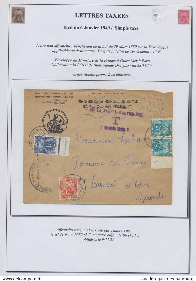 France - postage dues: 1943-1958, Exhibition collection sorted by postal tariffs