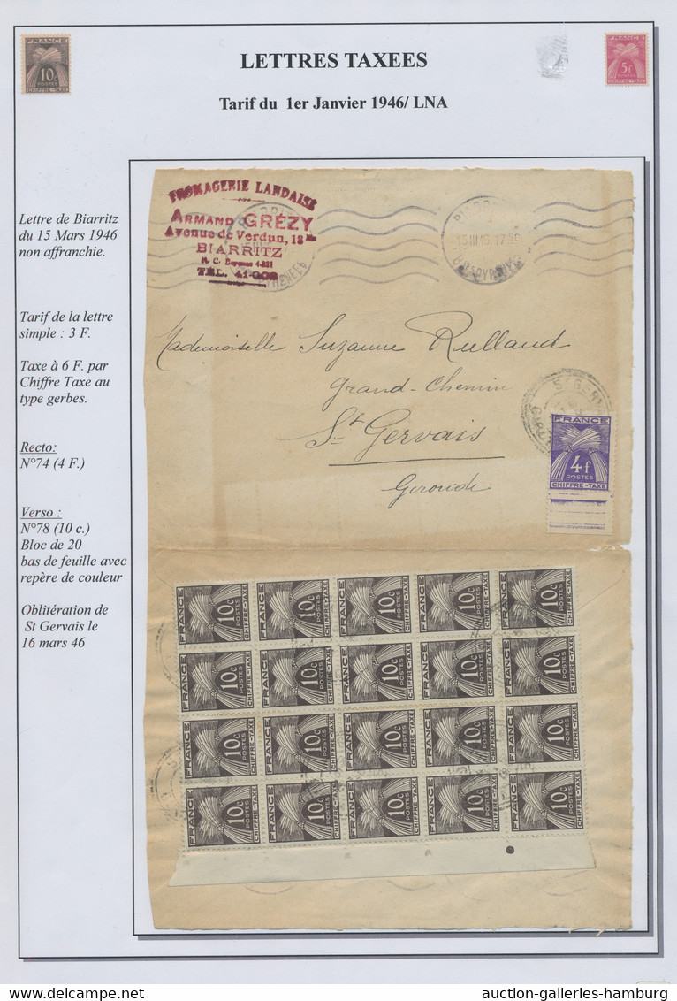 France - postage dues: 1943-1958, Exhibition collection sorted by postal tariffs