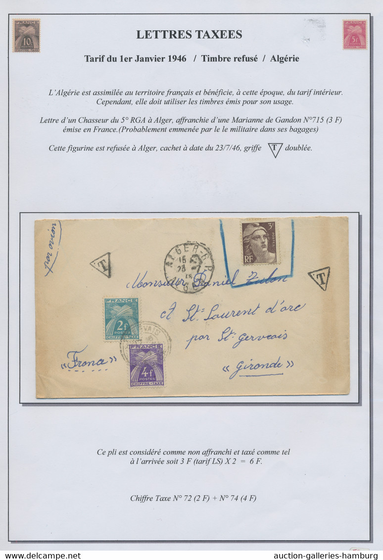 France - postage dues: 1943-1958, Exhibition collection sorted by postal tariffs