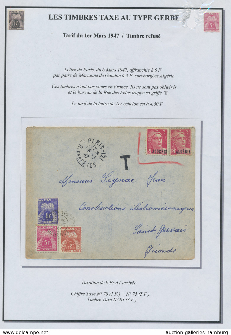 France - postage dues: 1943-1958, Exhibition collection sorted by postal tariffs