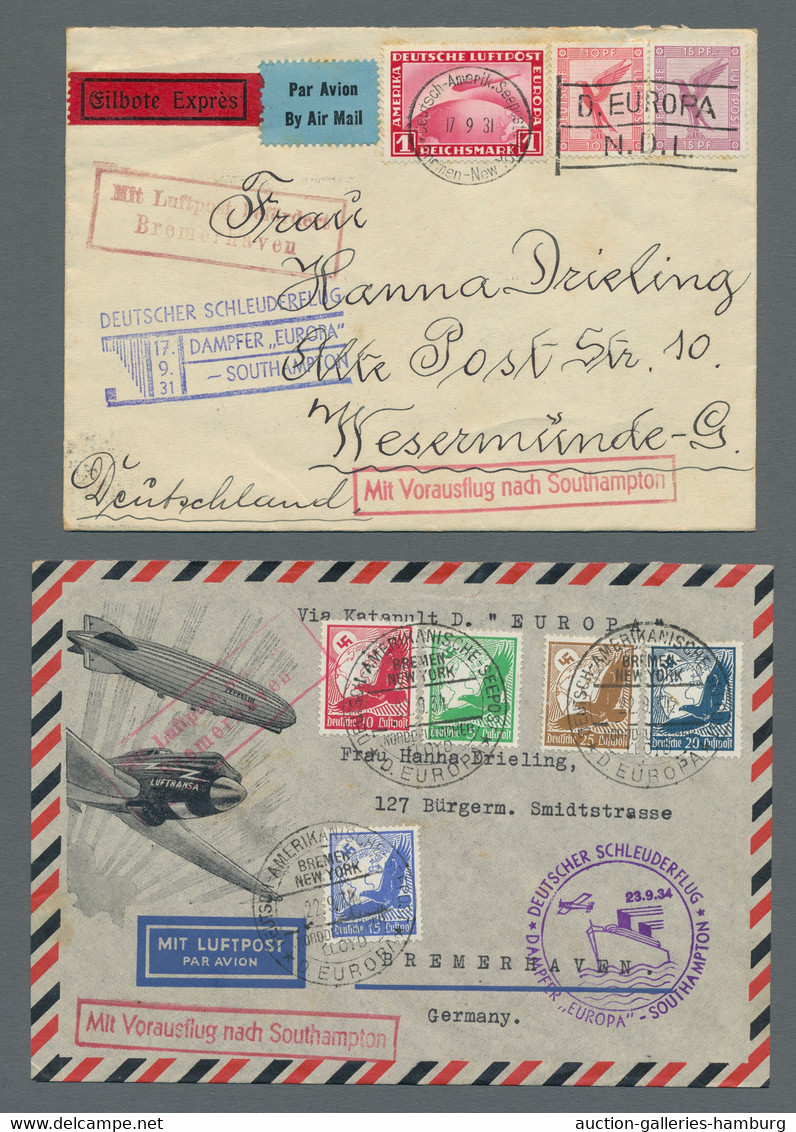 Air Mail - Germany: 1912-1936, Partie Von 12 Belegen Mit U.a. Mi.Nr. III Als Meh - Airmail & Zeppelin