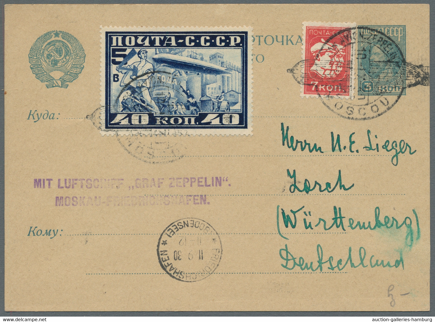 Zeppelin Mail - Europe: 1930-1937, Partie Von 2 Zeppelinpostbelegen Mit Rußlandf - Europe (Other)