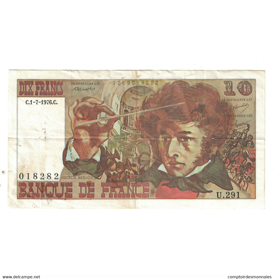 France, 10 Francs, Berlioz, 1976, U.291 018282, TB+, Fayette:63.19, KM:150c - 10 F 1972-1978 ''Berlioz''