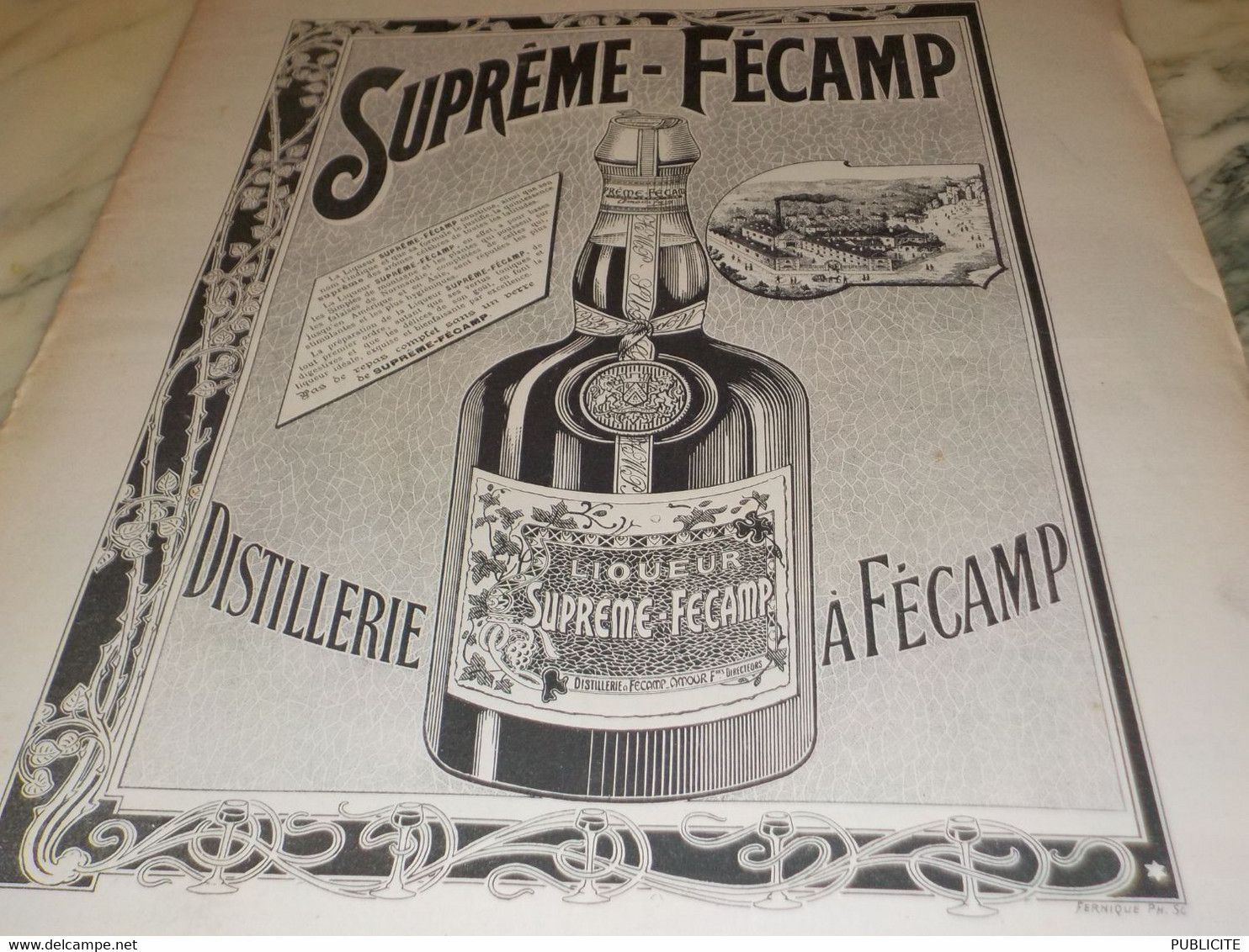 ANCIENNE PUBLICIT LIQUEUR SUPREME FECAMP 1902 - Alcools