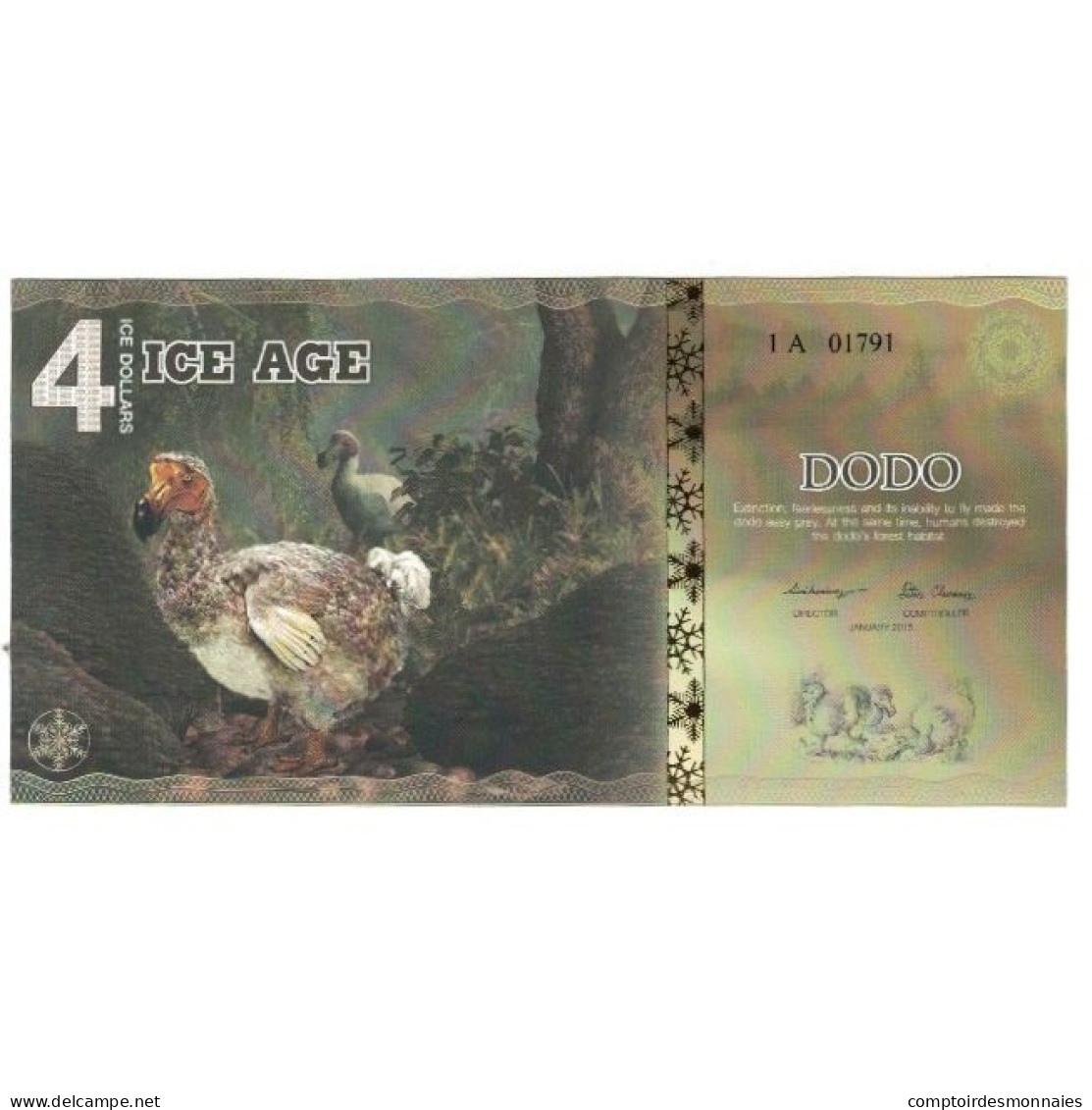 Billet, États-Unis, Billet Touristique, 2015, 2015-01, 4 ICE DOLLAR DODO, NEUF - A Identifier