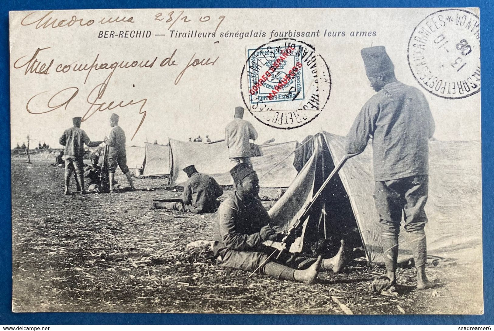 Carte Postale Ber Bechir Maroc Espagnol N°1 Oblitéré Dateur Français "Tresor ET Postes Aux Armées / Casablanca" TTB - Spanish Morocco