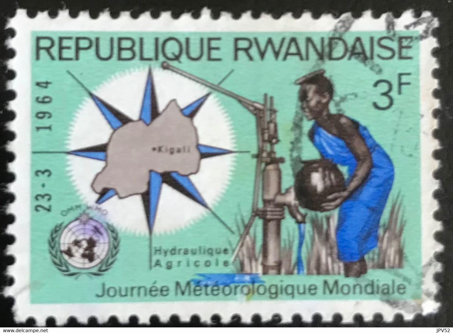 République Rwandaise - C10/50 - (°)used - 1964 - Michel 52A - Werelddag Voor Weerkunde - Gebruikt