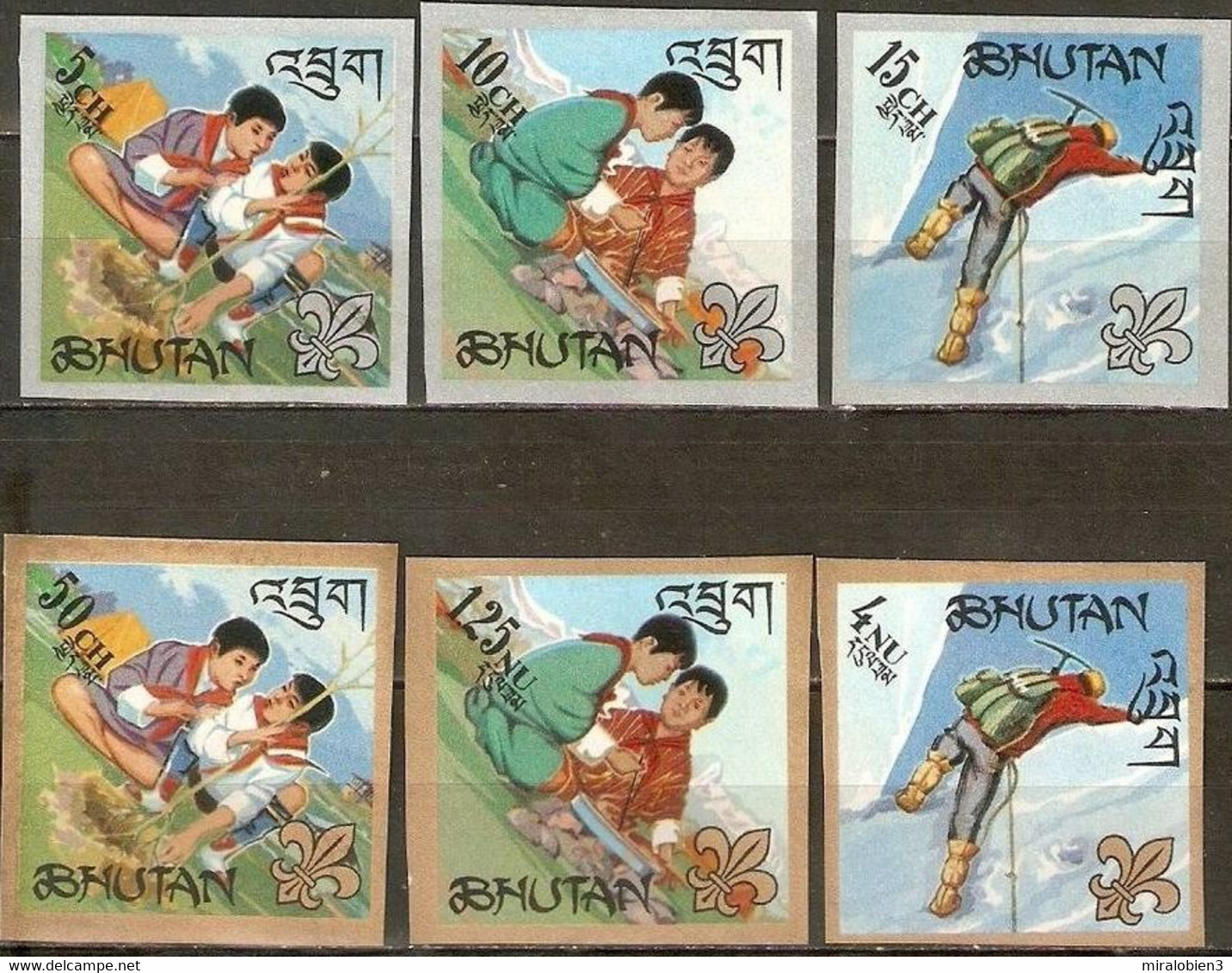 BHUTAN YVERT NUM. 110/115 ** SERIE COMPLETA SIN FIJASELLOS SIN DENTAR - Bhután