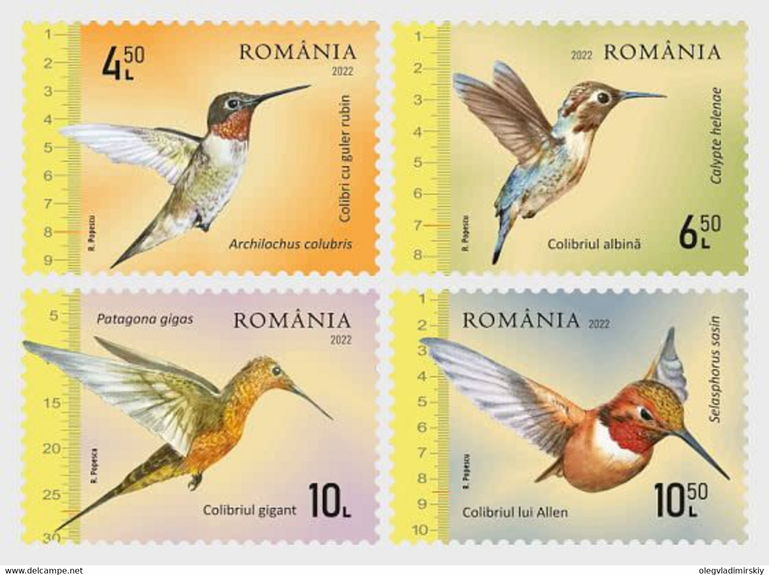 Romania 2022 Hummingbirds Set Of 4 Stamps - Ongebruikt