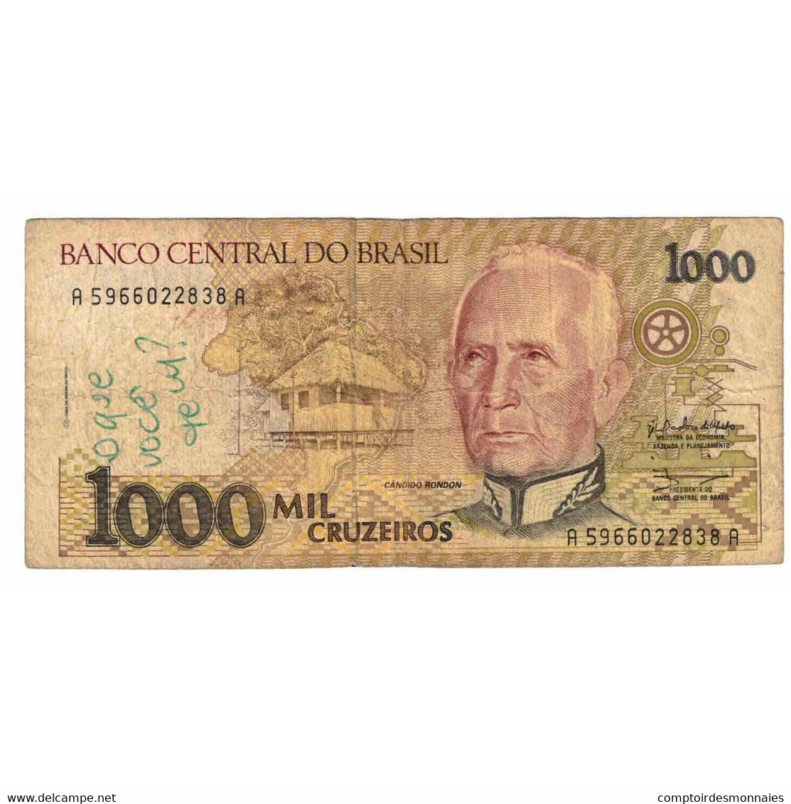 Billet, Brésil, 1000 Cruzeiros, Undated (1990), KM:231b, TB - Brazil