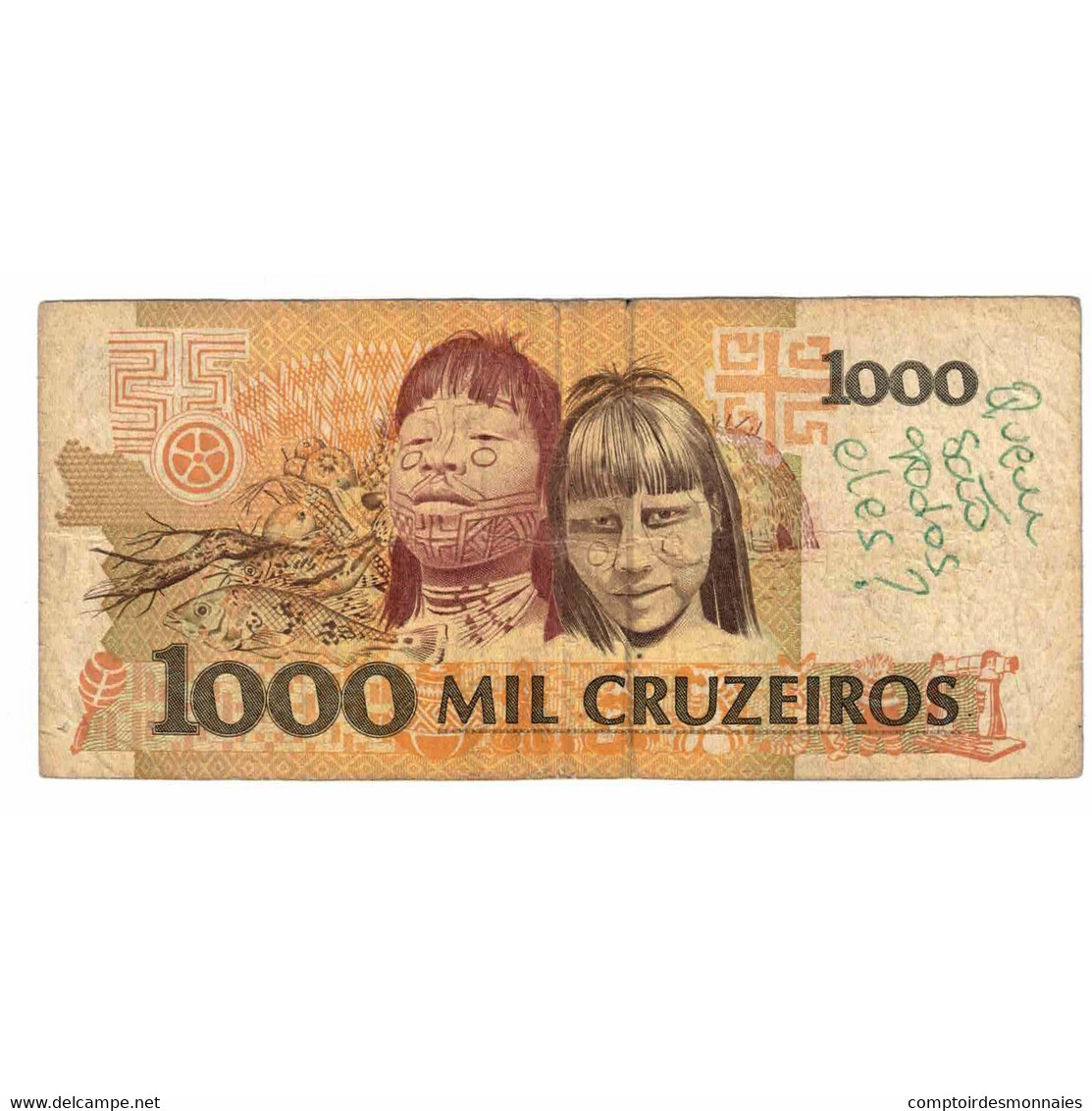 Billet, Brésil, 1000 Cruzeiros, Undated (1990), KM:231b, TB - Brazil