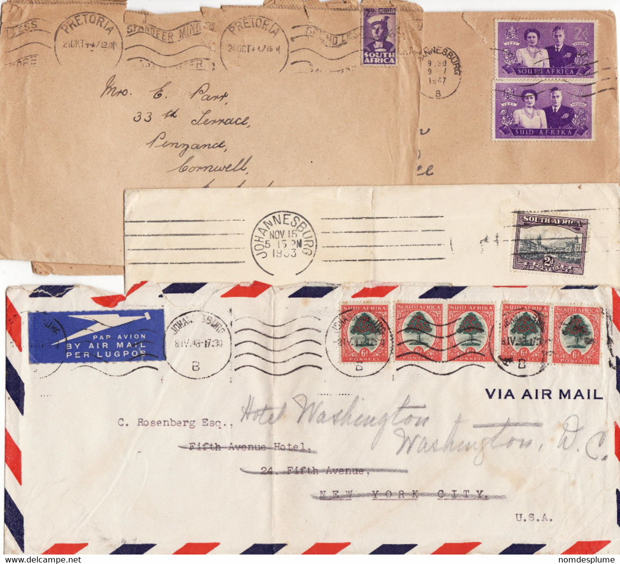 5267) Airmail South Africa USA + 3 Others Cover Lettre Breif - Posta Aerea