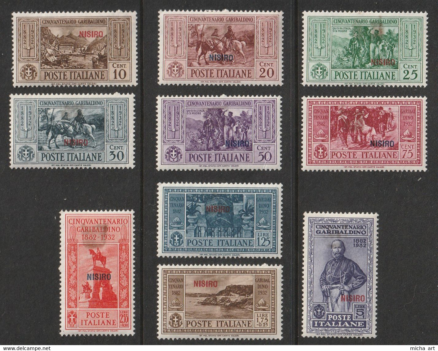 Colonie Italiane Egeo Nisiro Nisiros 1932 Italian Occupation Of Aegean Islands, Garibaldi Issue Set MH Toning (B384-4) - Aegean (Nisiro)