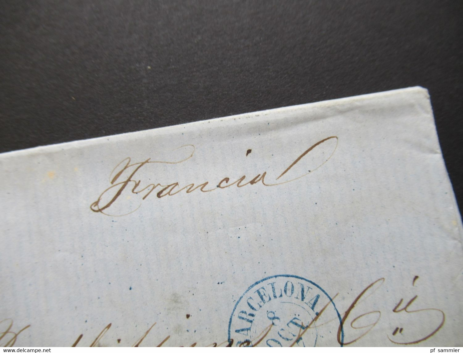 Spanien 1857 Faltbrief Mit Inhalt / Auslandsbrief Barcelona - Paris 2x Bartaxe Rückseitig Bahnpost Stempel - Lettres & Documents