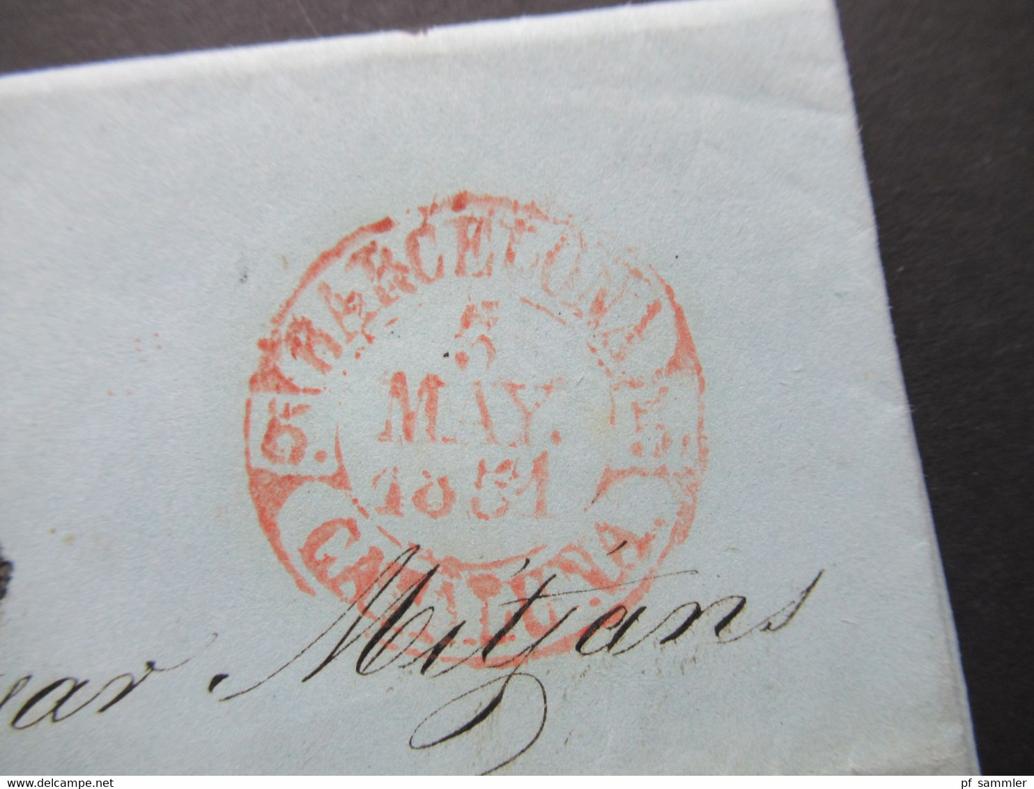 Spanien 1851 Faltbrief Mit Inhalt / Auslandsbrief Barcelona - Paris Francia Roter Stempel Barcelona Cataluna - Lettres & Documents