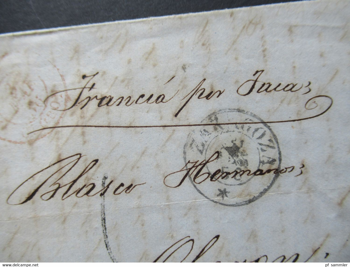 Spanien 1856 Faltbrief Mit Inhalt / Auslandsbrief Zaragosa - Orlon Handschriftlicher Vermerk Francia Par Jara - Briefe U. Dokumente