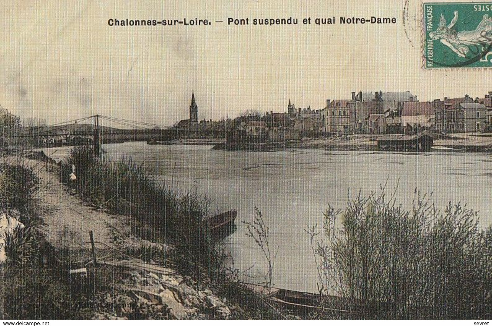 CHALONNES-sur-LOIRE. -  Pont Suspendu Et Quai Notre-Dame. Belle Carte Toilée - Chalonnes Sur Loire