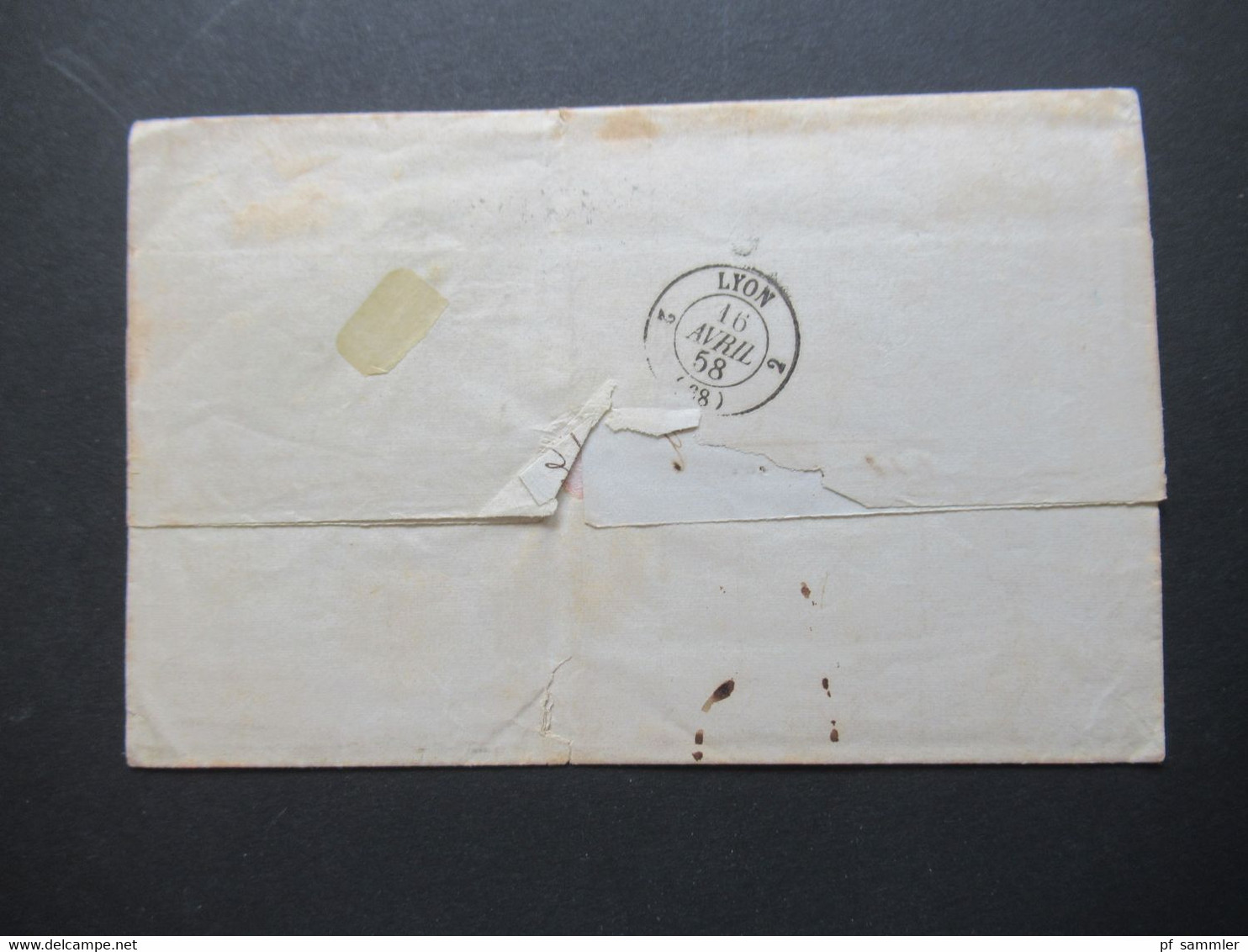 Italien Sizilien 1858 Faltbrief Mit Inhalt / Auslandsbrief Messina - Lyon Handschriftlicher Vermerk Par Vapeur Francais - Sicile