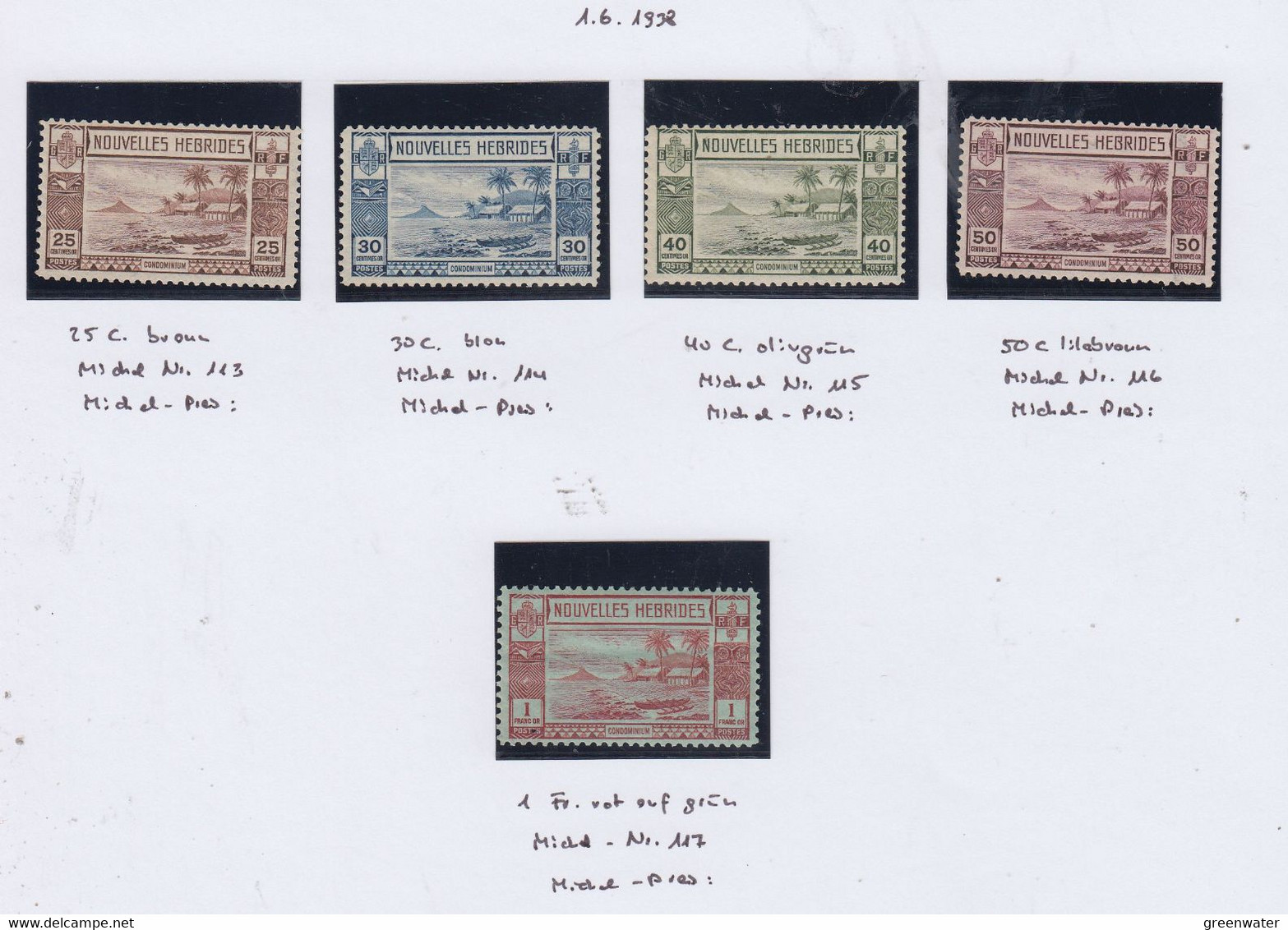 Nouvelle Hebrides 1938 Definitives 4v Mi 113/117 ** Mnh (BO186) - Unused Stamps