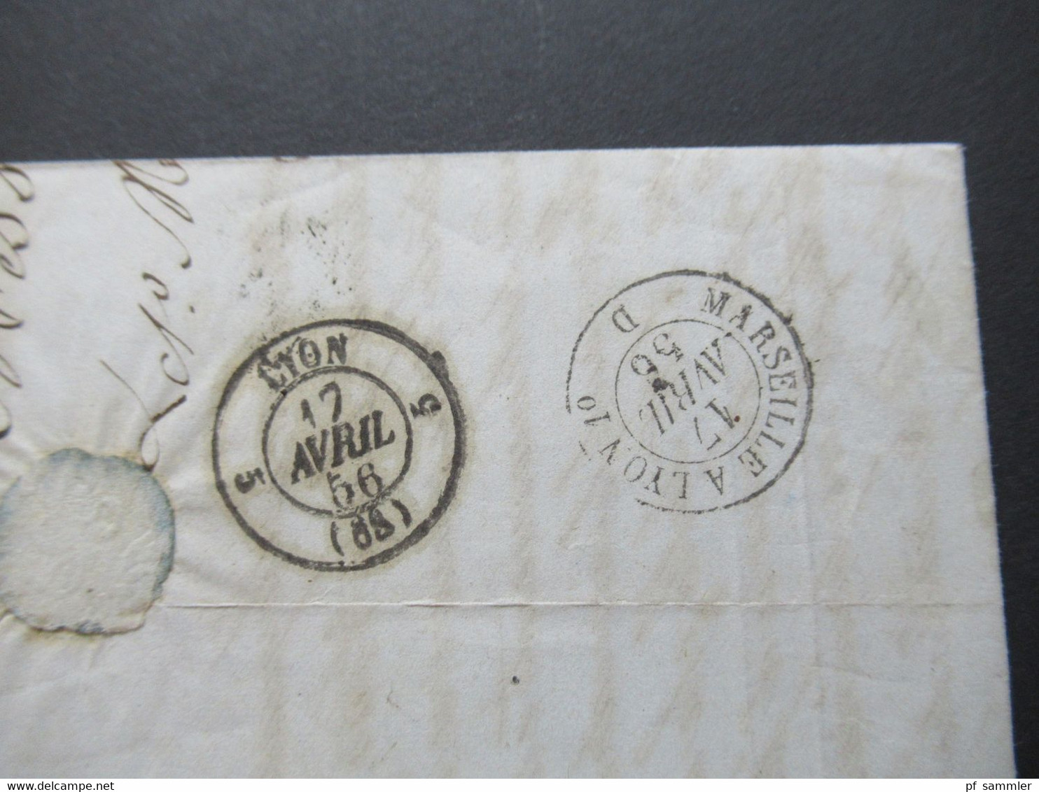 Italien 1856 Faltbrief Mit Inhalt/ Auslandsbrief Messina - Lione Schiffspost?! Handschriftlicher Vermerk Vapore Francese - Sicilië