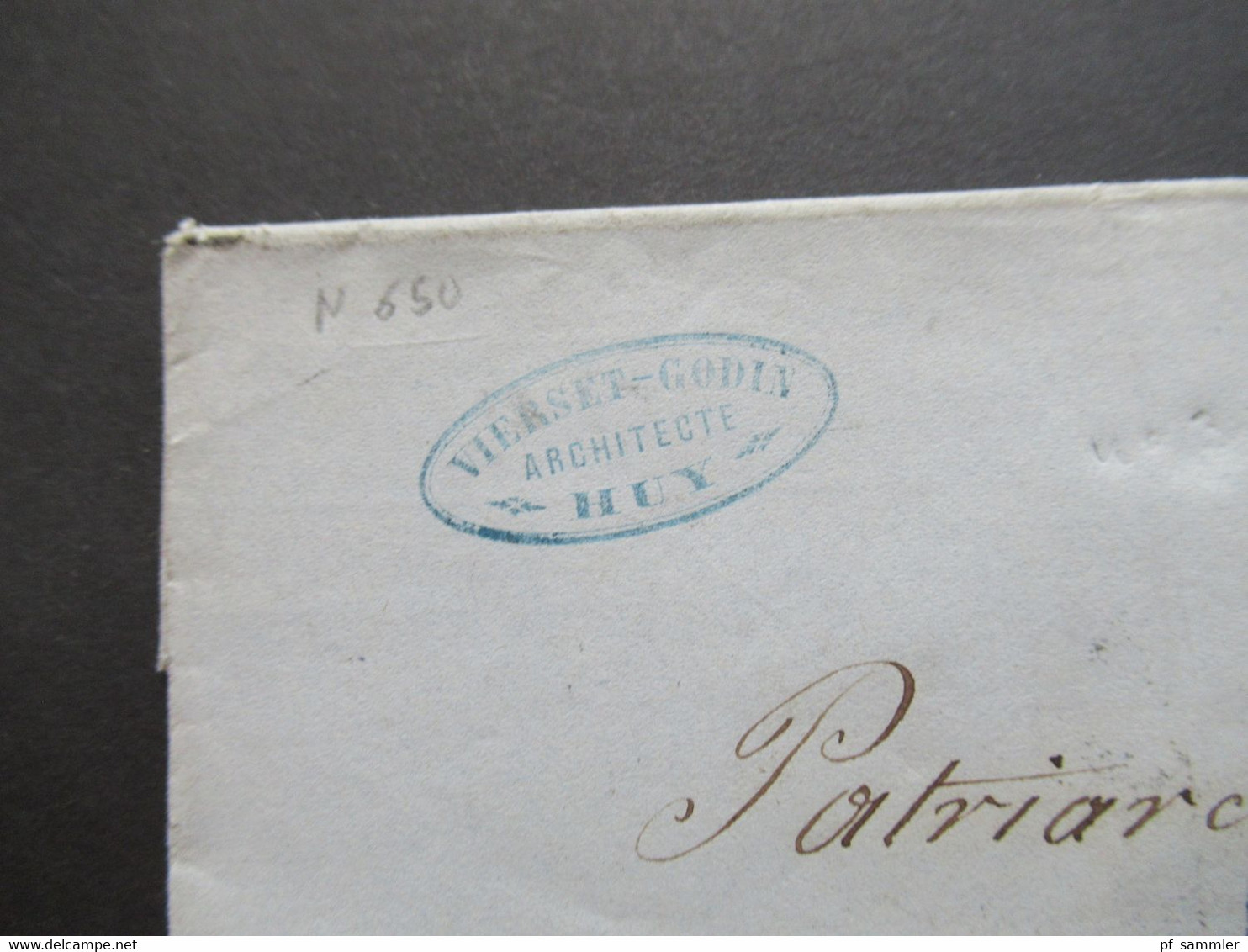 Belgien 1858 Auslands Faltbrief Mit Inhalt Huy - Beaume K2 Belg.A Erquelines A Und Taxstempel / Architecte Vierset Godin - 1849-1865 Medaglioni (Varie)
