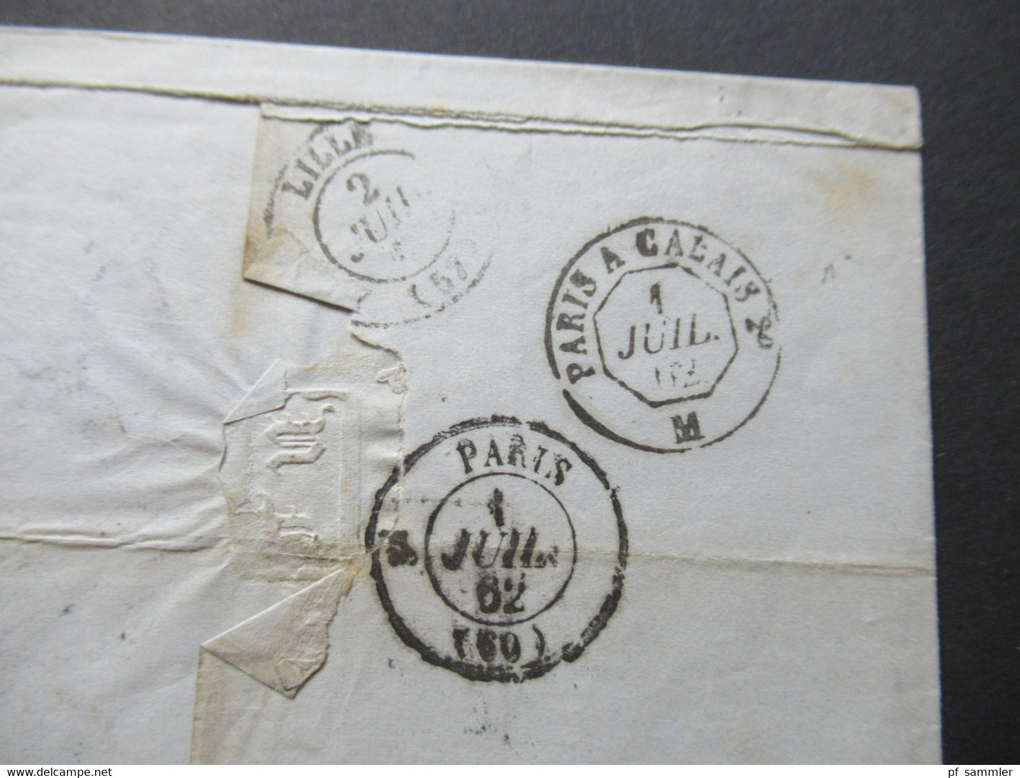 AD Thurn Und Taxis Stempel Mainz 1862 Auslandsverwendung Nach Lille Frankreich Blauer K2 Tour-T. 2 Erquelines - Briefe U. Dokumente