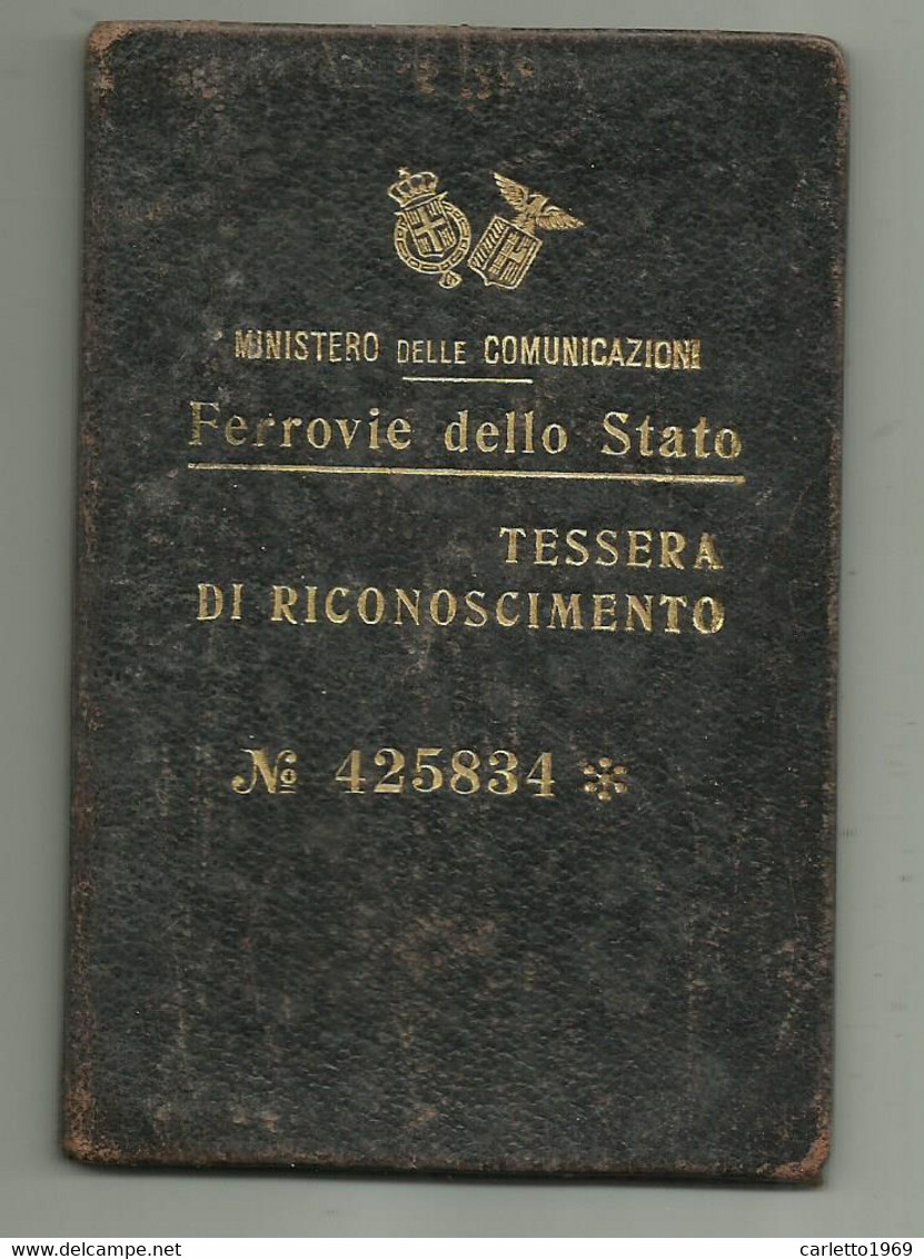 FERROVIE  DELLO STATO TESSERA DI RICONOSCIMENTO  EMISSIONE 1929 - Historische Documenten