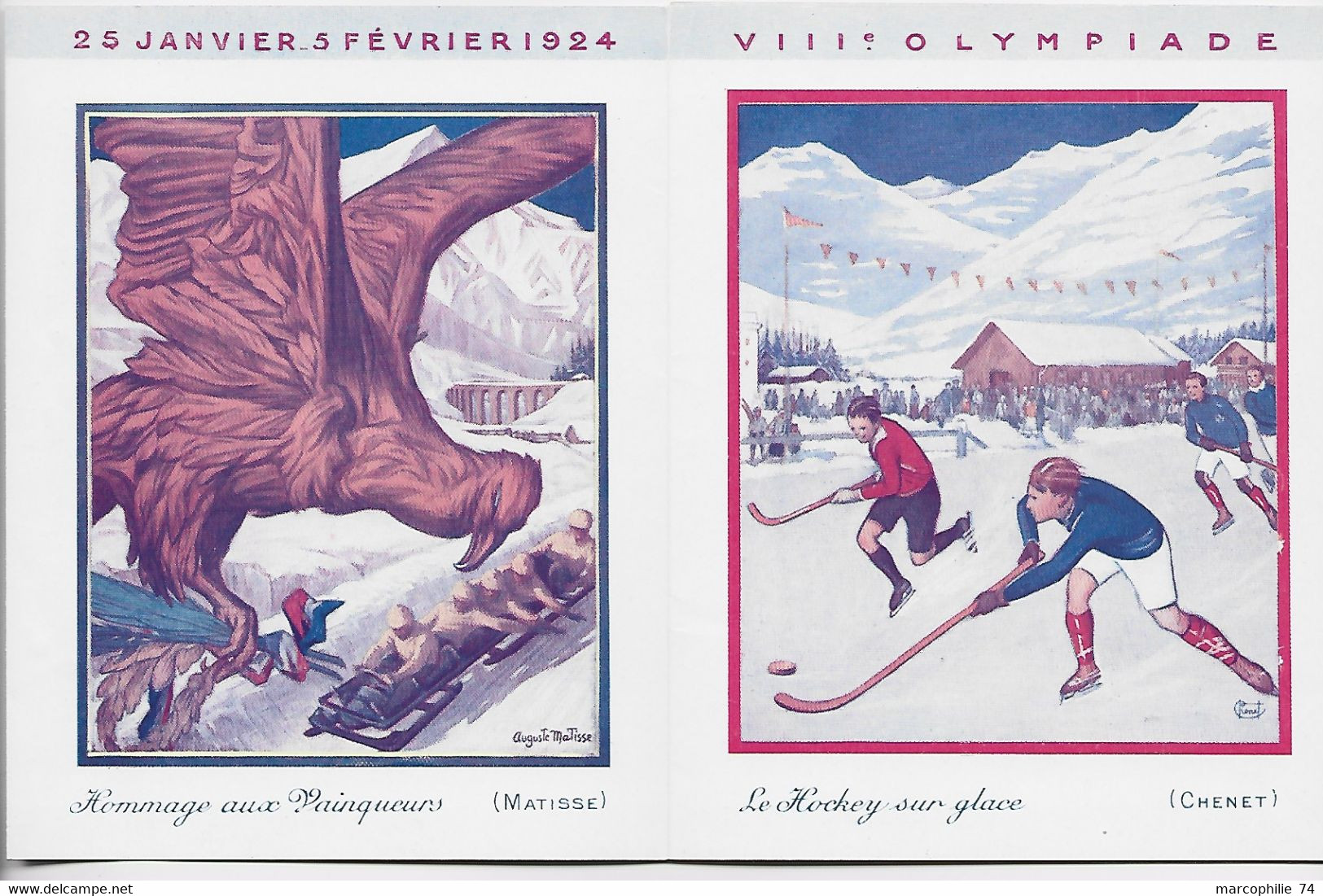 FRANCE OLYMPIADES CHAMONIX 1924 DEPLIANT JEUX OLYMPIQUES CARTE MATISSE PROGRAMME DES JEUX 25 .01 .1924 5.2.24 Au DosRRRR - Winter 1924: Chamonix