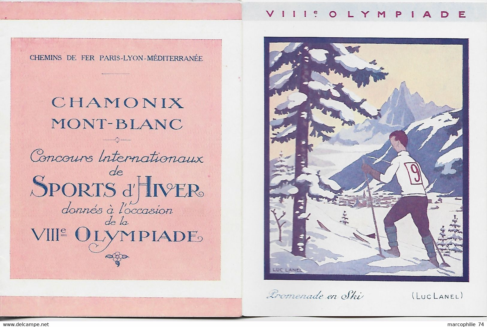 FRANCE OLYMPIADES CHAMONIX 1924 DEPLIANT JEUX OLYMPIQUES CARTE MATISSE PROGRAMME DES JEUX 25 .01 .1924 5.2.24 Au DosRRRR - Inverno1924: Chamonix