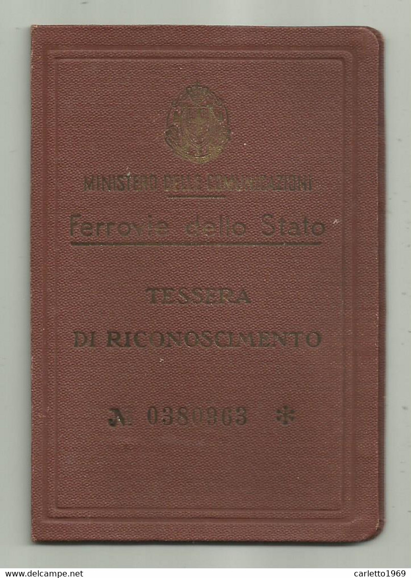 FERROVIE  DELLO STATO TESSERA DI RICONOSCIMENTO - Historical Documents