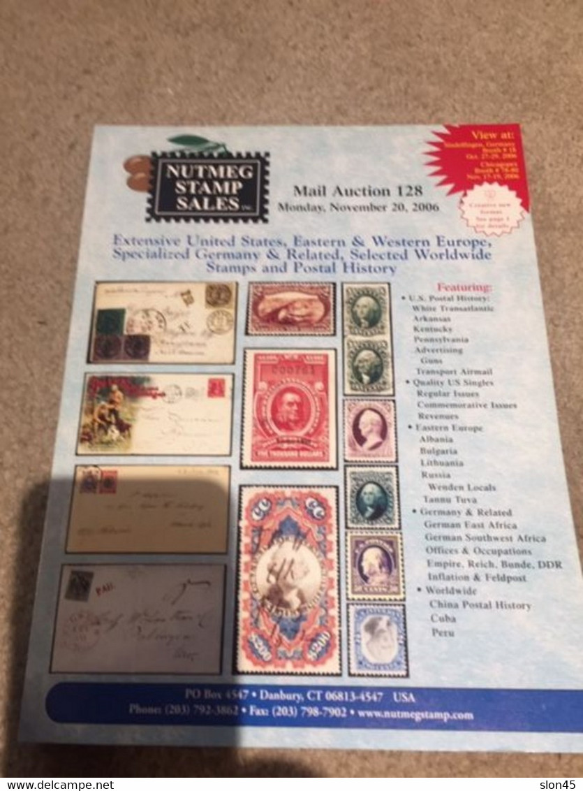 Nutmeg Stamp Sales Auction 128 2006 United States Worldwide Postal History & Stamps 333 Pgs - Auktionskataloge