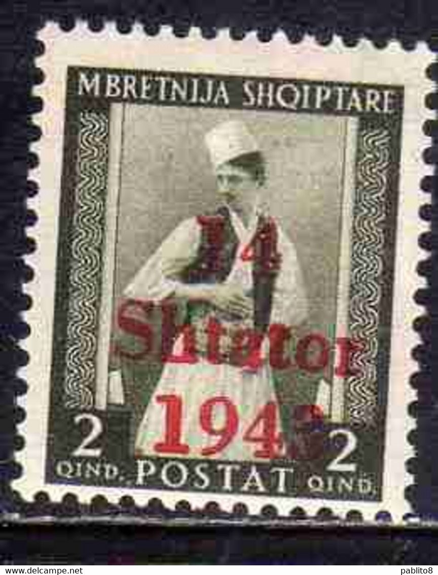 ALBANIA OCCUPAZIONE TEDESCA GERMAN OCCUPATION 1943 SOPRASTAMPATO 14 SHTATOR SETTEMBRE OVERPRINTED 2q MNH - Occ. Allemande: Albanie