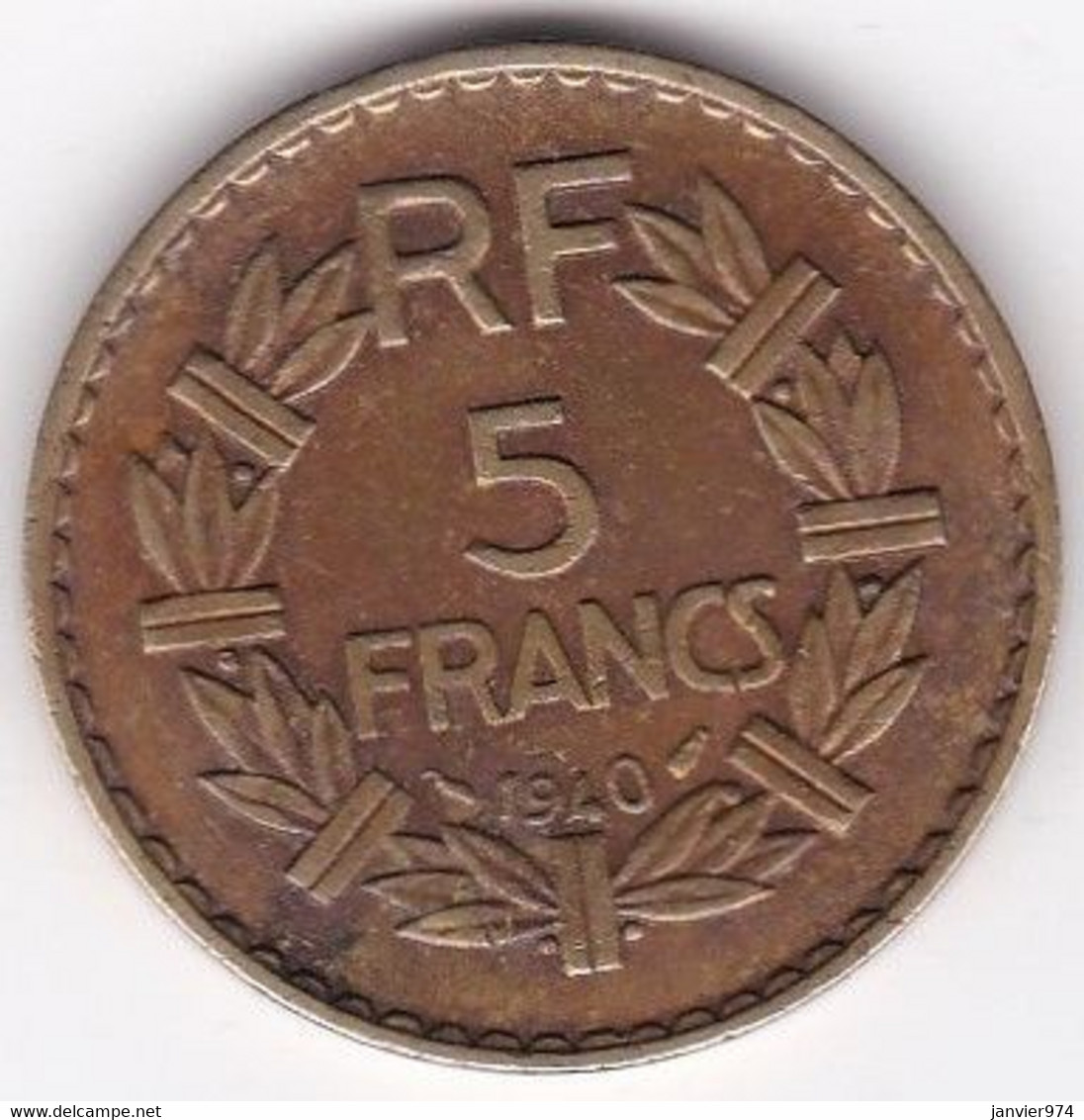 5 Francs Lavrillier 1940, Bronze Aluminium , Gad# 761 - 5 Francs