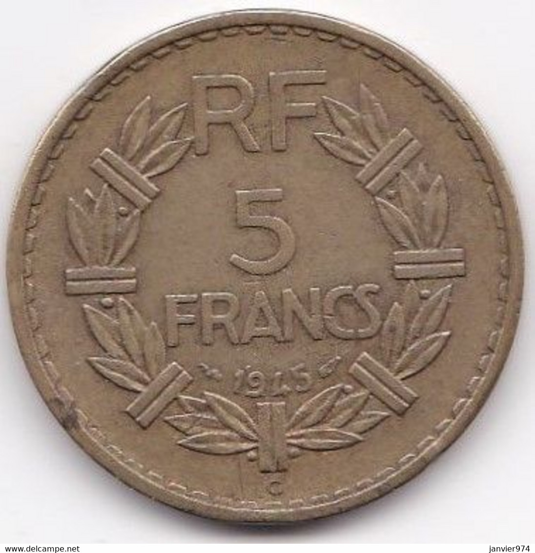 5 Francs 1945 C Castelsarrasin. Bronze Aluminium, Gad# 761a - 5 Francs