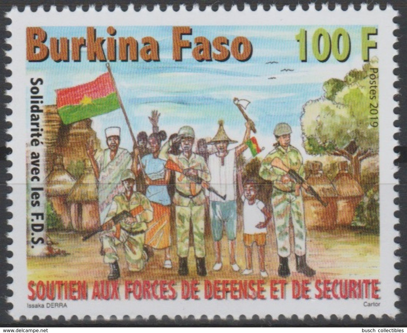 Burkina Faso 2019 Mi. ? Stamp Soutien Aux Forces De Défense Et De Sécurité Solidarité Avec Les FDS Flag Drapeau Military - Burkina Faso (1984-...)