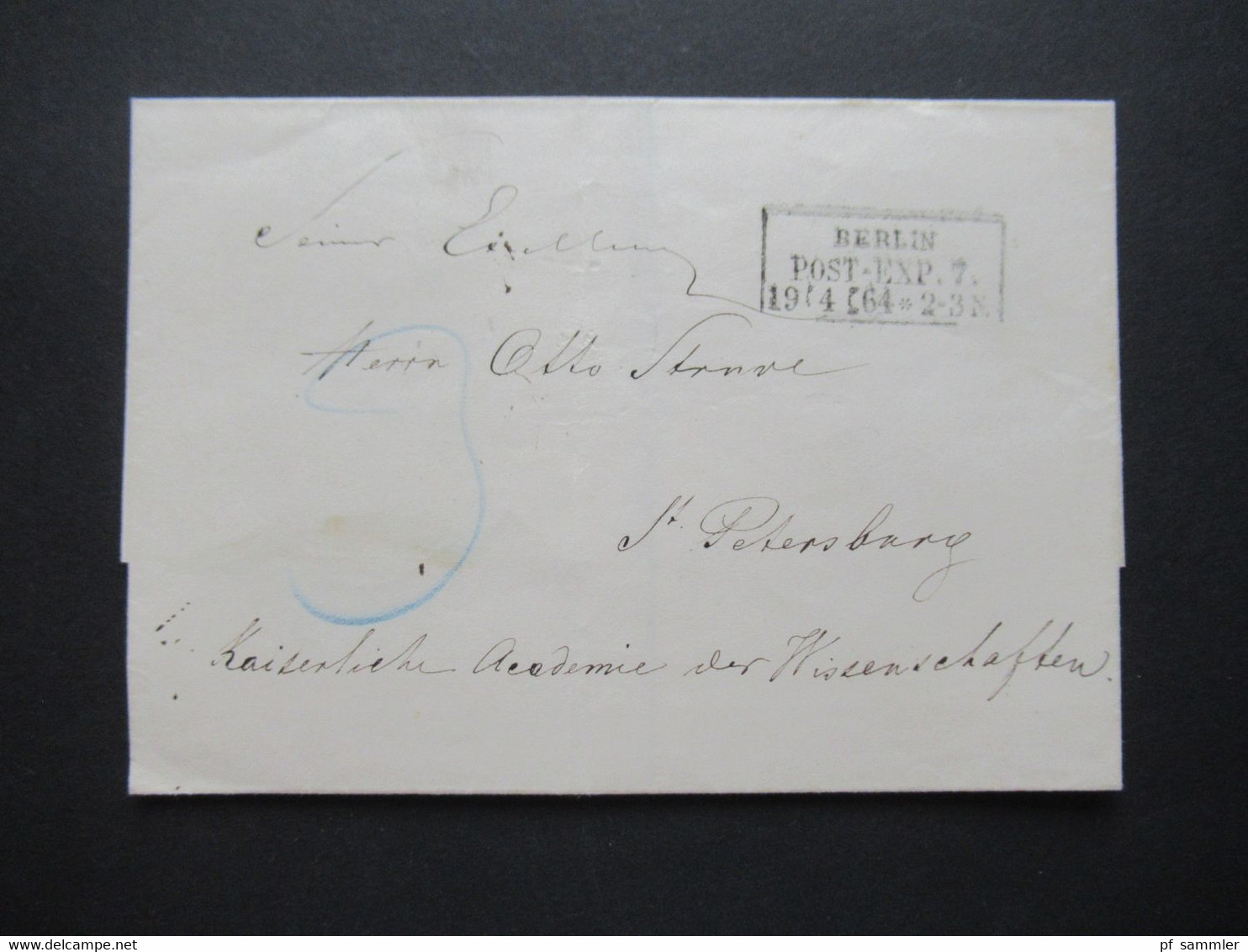 1864 Preussen Auslandsbrief Nach Russland Social Philately Otto Von Struve Astronom St. Petersburg Kaiserliche Academie - Brieven En Documenten