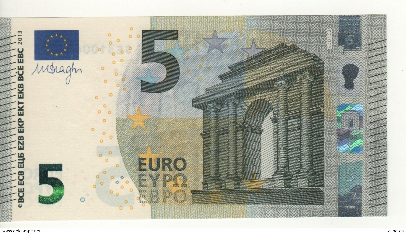 5 EURO  "Italy"     DRAGHI    S 001 C2    SE3100642795   /  FDS - UNC - 5 Euro