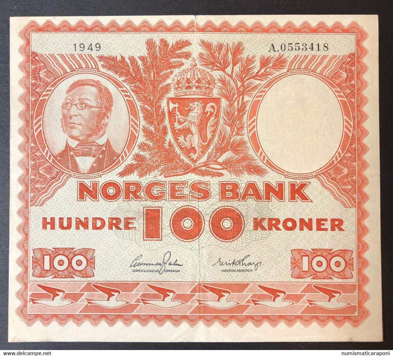 Norvegia Norges Bank 100 Kroner 1949 Km#33 Bel Bb+ Piega Verticale Centrale LOTTO 1824 - Norwegen