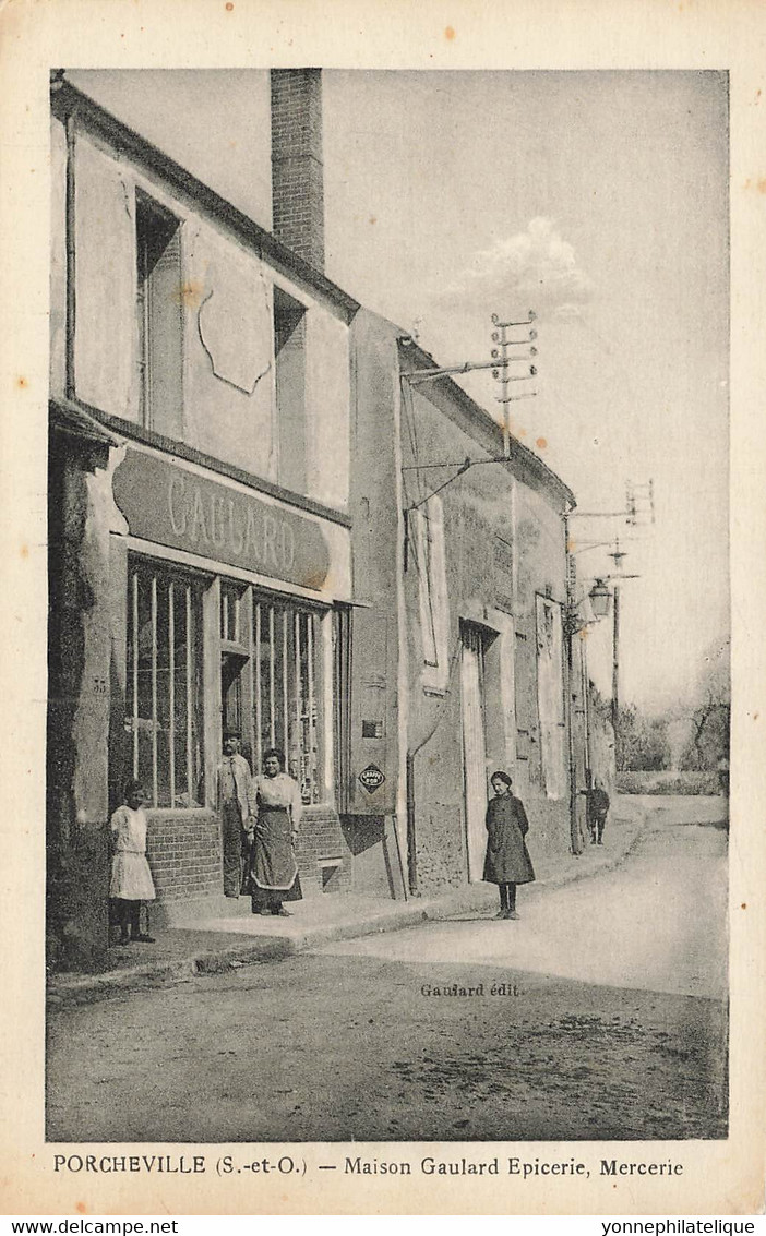 78 - YVELINES - PORCHEVILLE - Carte-éditeur Maison GULARD, épicerie, Mercerie - Superbe Animation - 10855 - Porcheville