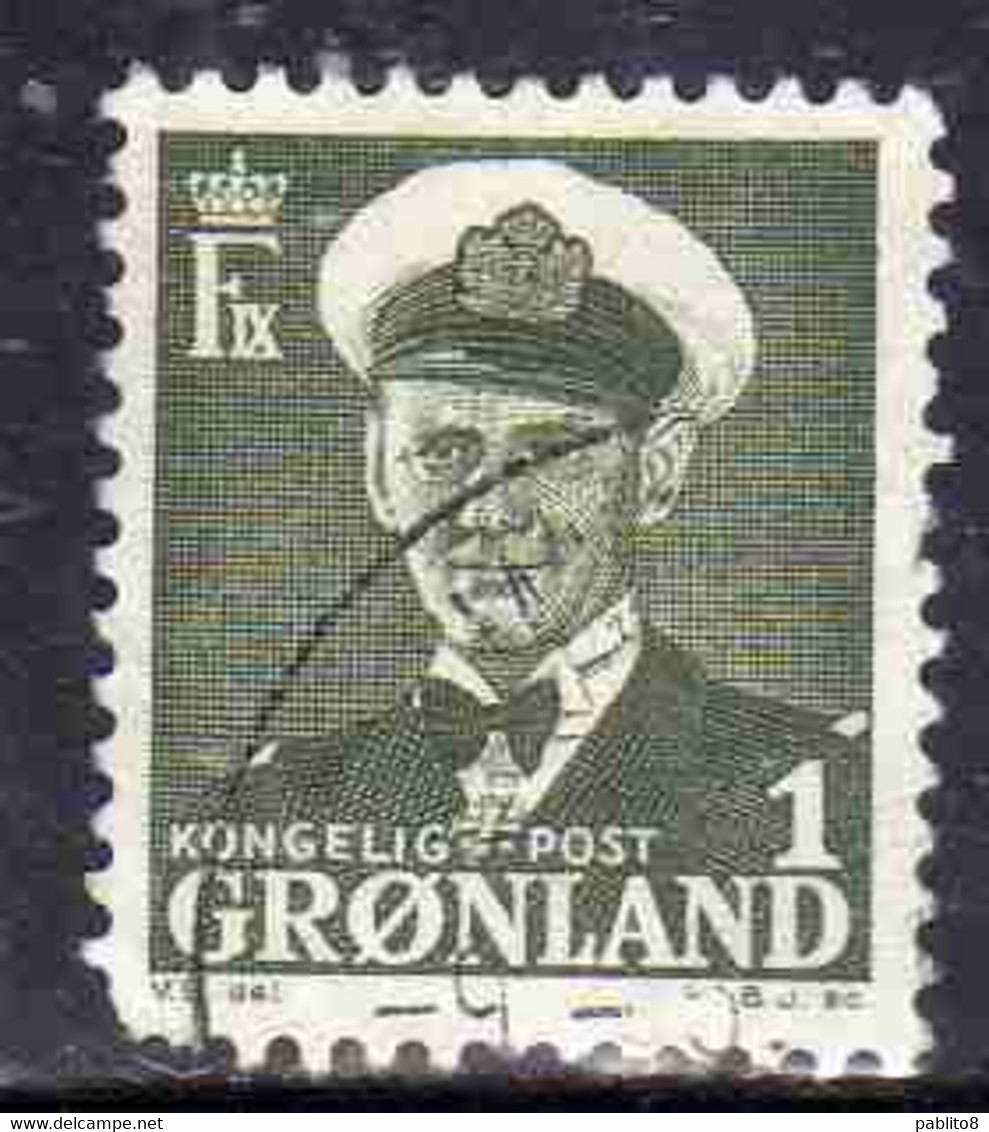 GREENLAND GRONLANDS GROENLANDIA GRØNLAND 1950 - 1960 KING FREDERCK IX 1o USED USATO OBLITERE' - Unused Stamps