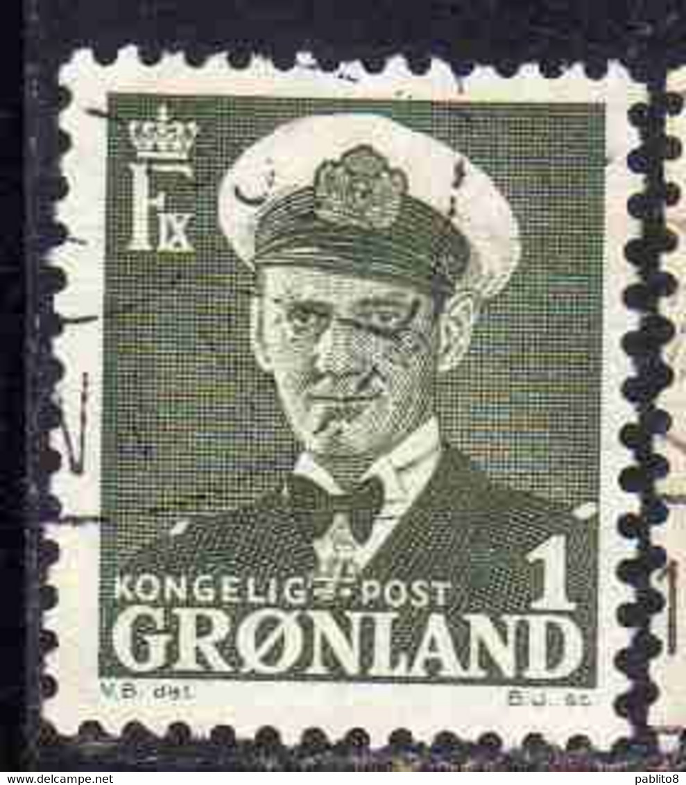 GREENLAND GRONLANDS GROENLANDIA GRØNLAND 1950 - 1960 KING FREDERCK IX 1o USED USATO OBLITERE' - Unused Stamps