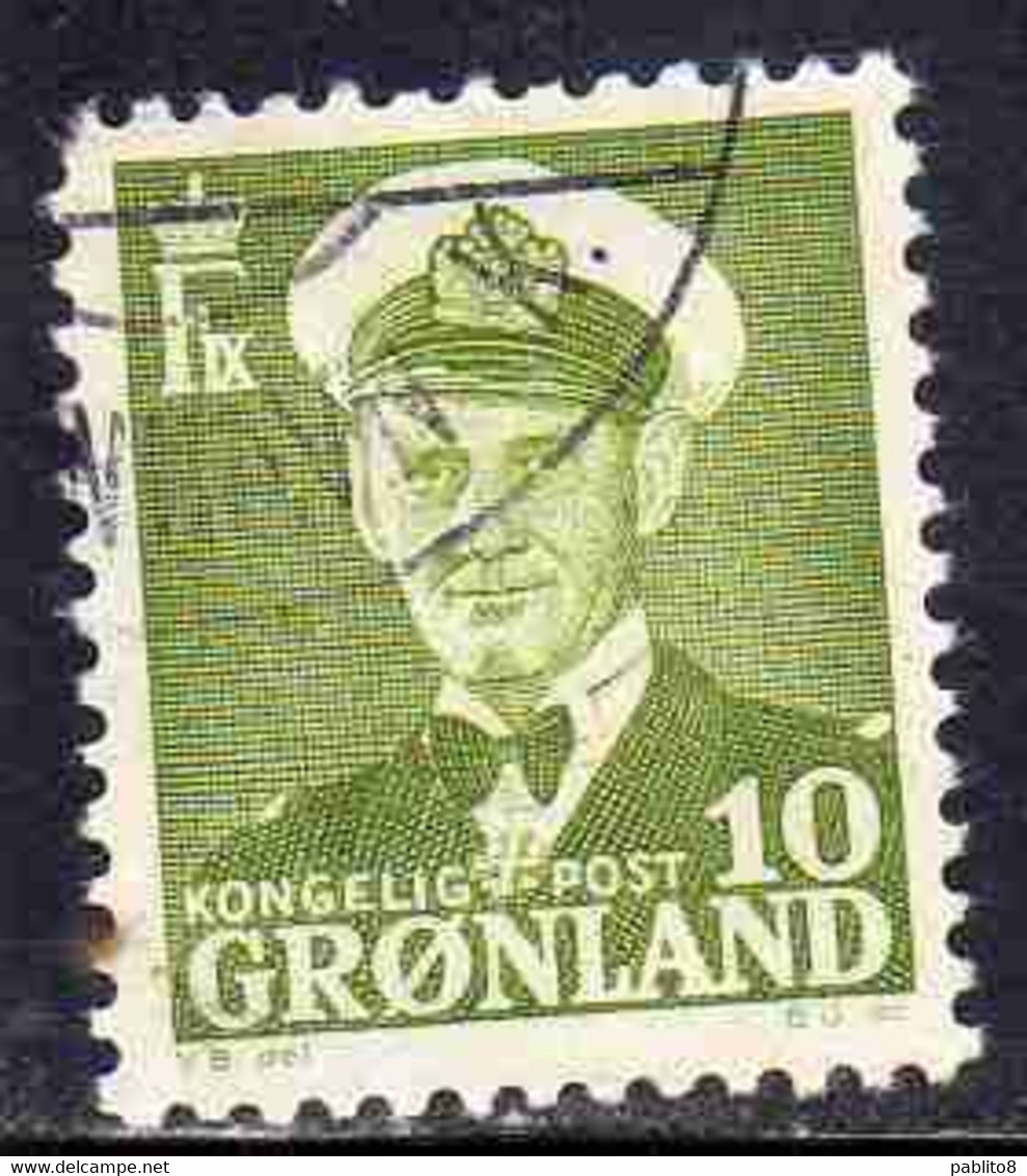 GREENLAND GRONLANDS GROENLANDIA GRØNLAND 1950 - 1960 KING FREDERCK IX 10o USED USATO OBLITERE' - Neufs