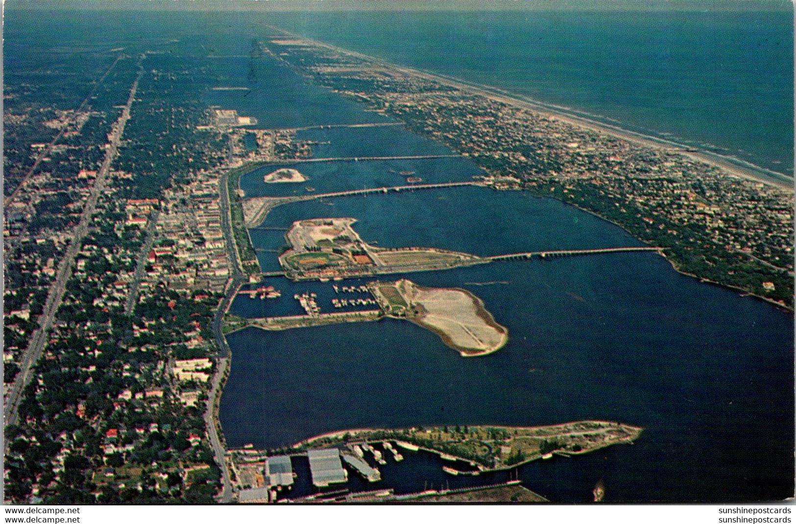Florida Daytona Beach Aerial View Showing Five Bridges Crossing Halifax River - Daytona