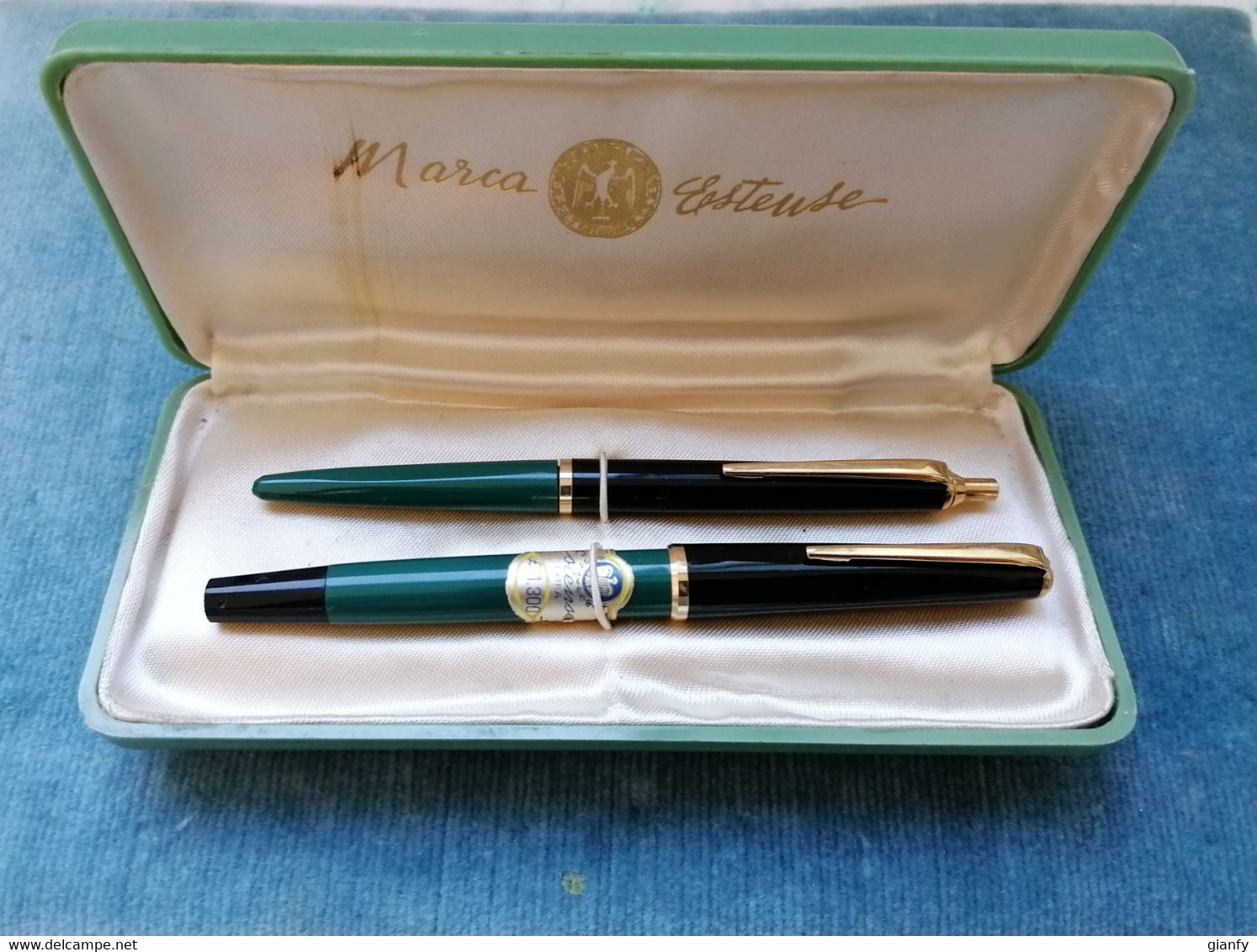 SET PENNA STILOGRAFICA & SFERA MARCA ESTENSE EXTRA STILE PELIKAN 1970 ITALIAN PEN SET MINT IN BOX - Stylos