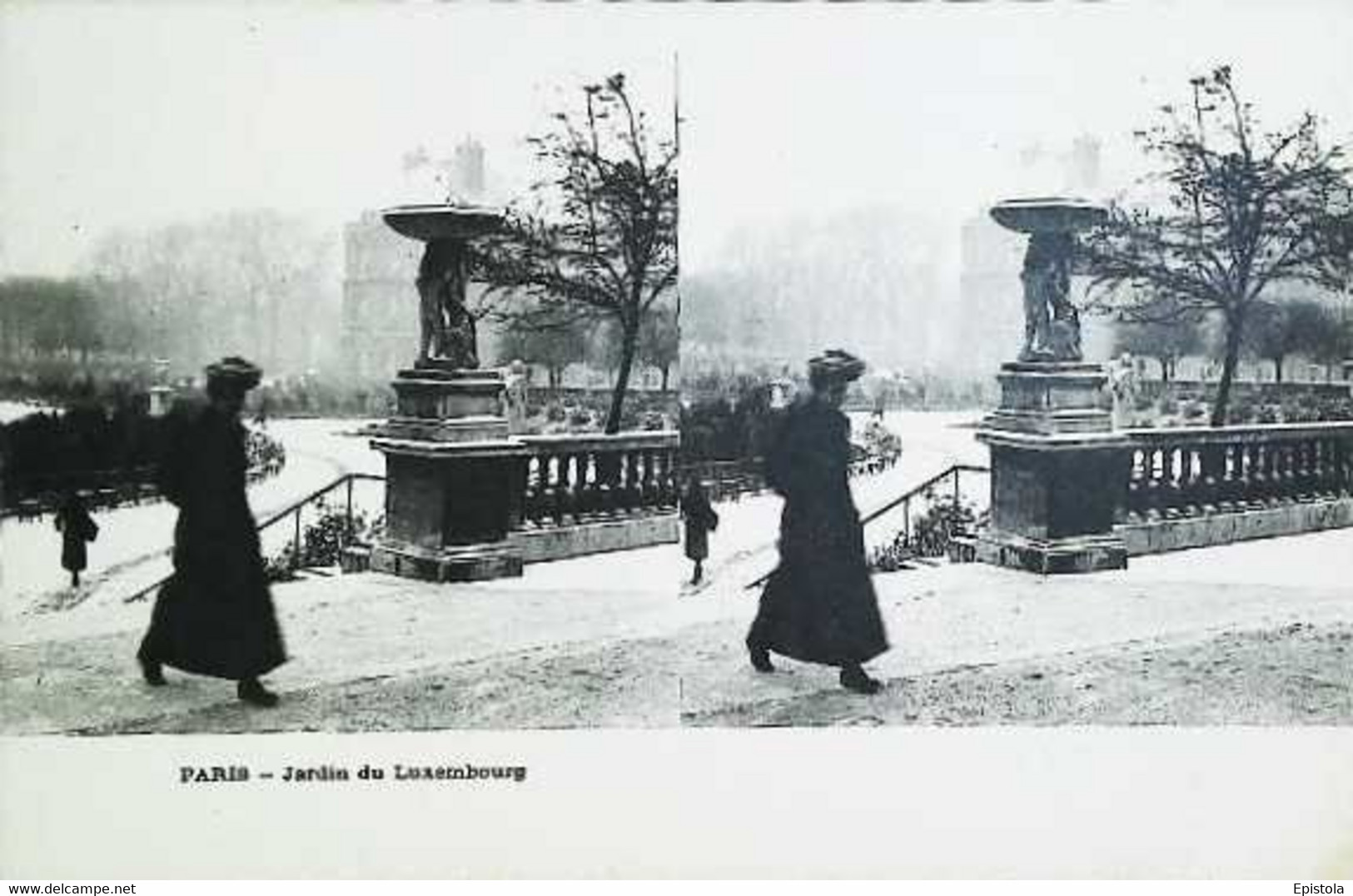 ► Carte Stéréoscopique De PARIS - Jardin Du Luxembourg  ( Série Stéréo Cpa DELEY Précurseur Dos Non Divisé) - Cartes Stéréoscopiques