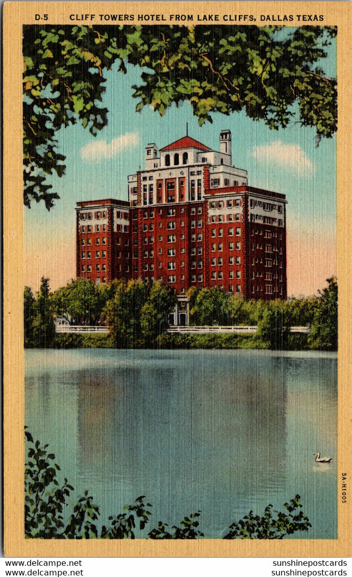 Texas Dallas Cliff Towers Hotel From Lake Cliffs Curteich - Dallas