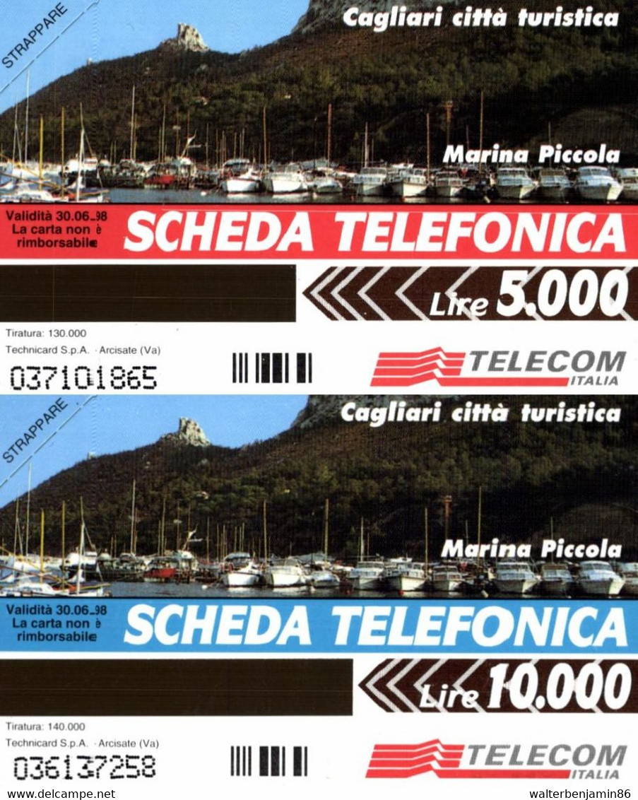 G 504/505 C&C 2553/2534 2 SCHEDE TELEFONICHE NUOVE MAGNETIZZATE CAGLIARI 5 & 10 - Errori & Varietà