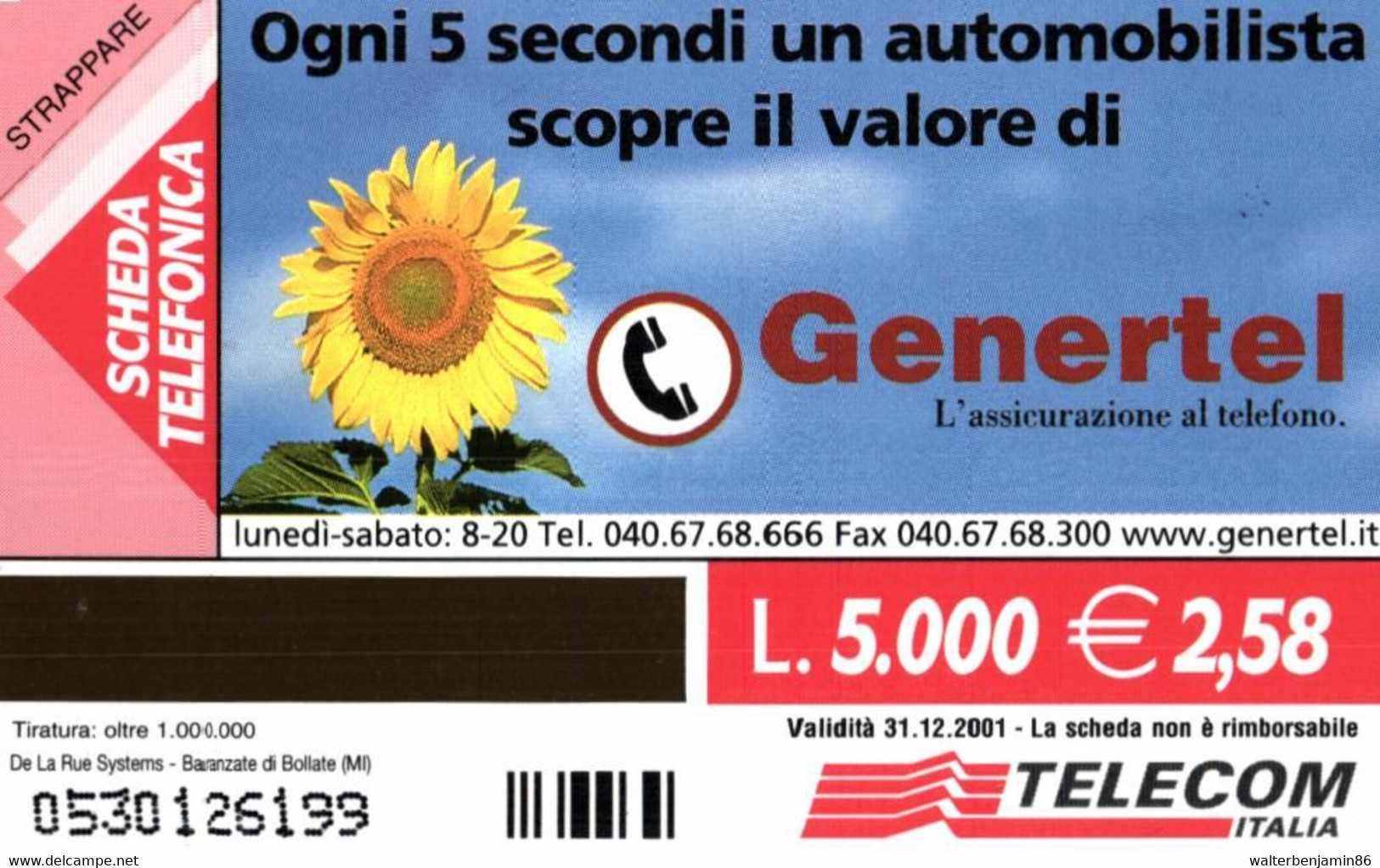 G 1071 C&C 3147 SCHEDA TELEFONICA NUOVA MAGNETIZZATA GENERTEL - Errori & Varietà