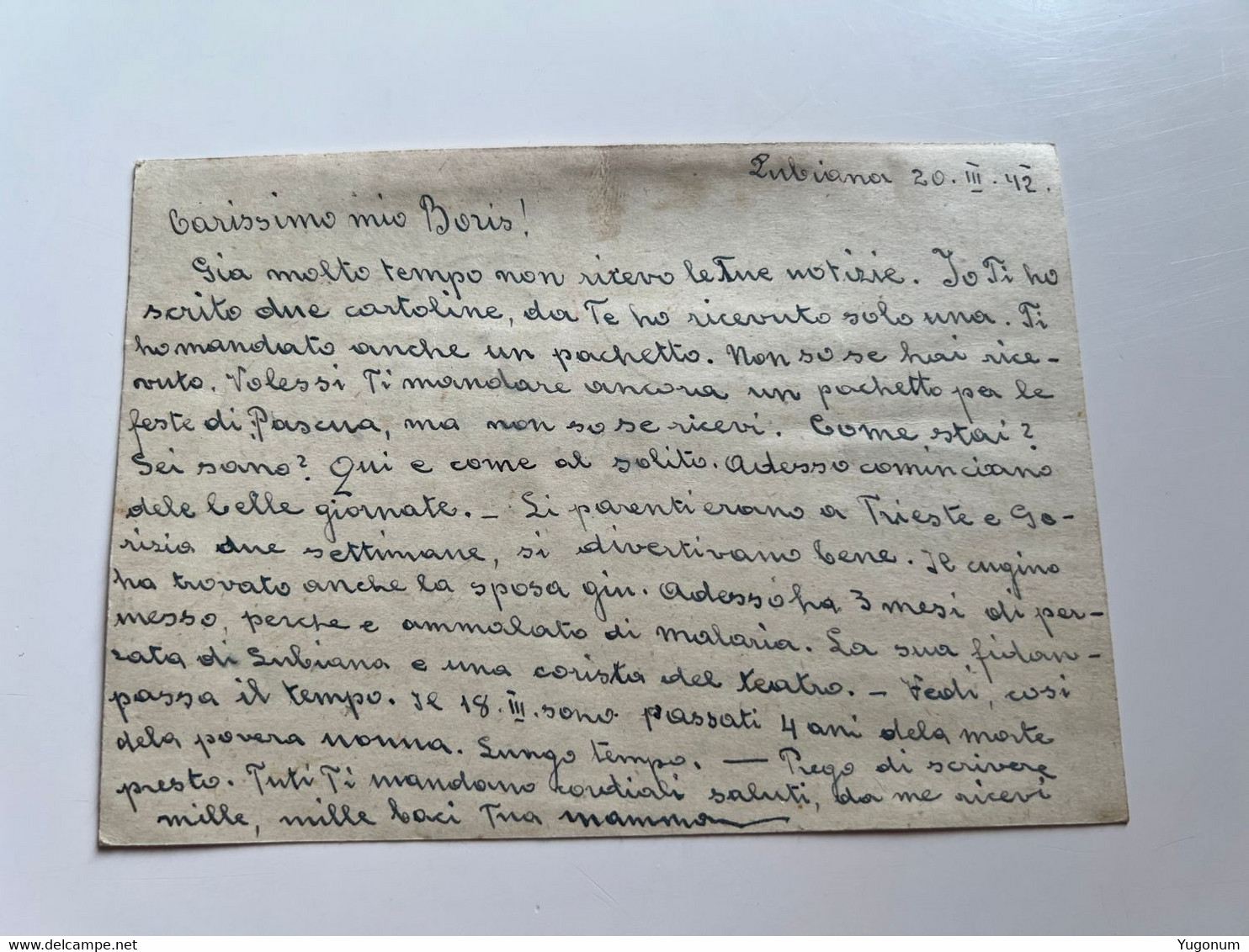 WWII Italy Slovenia Stationery Card R LUBIANA 1942 Sent To ALESSANDRIA Casa Penale (No 568) - Lubiana